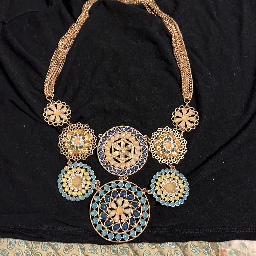 Large gold focal piece necklace